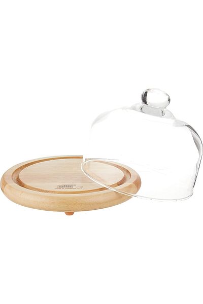 Billi Wooden Cheese Dome With Glass Lid Gw-927, Multi-Colour