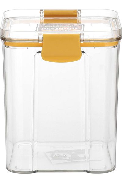 ROYALFORD 700 ML Square Airtight Container with Lid, Silicone Sealing Ring, Transparent, Yellow.