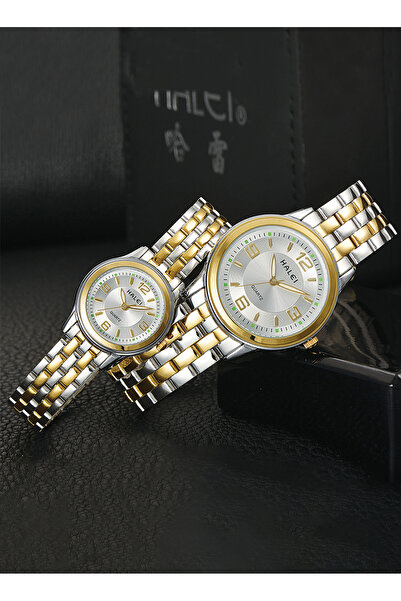 ETG HALEI Couple Pair Watch  Quartz Simple  Watch  Stainless Steel Strap White Dial 472ML