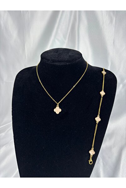Perle Norie Gold Gold Color Mother of Pearl Necklace Bracelet Set