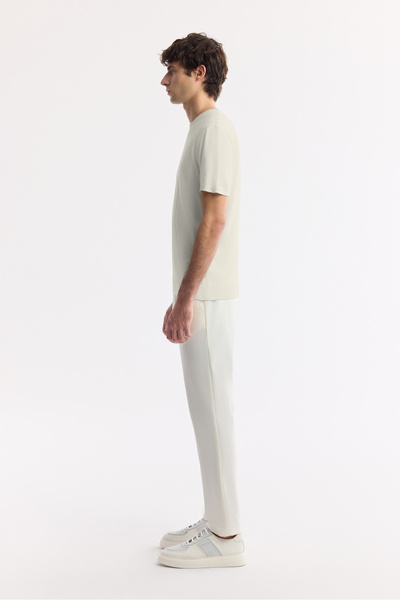 Avva Men's Ecru Crew Neck Viscose Blend Textured Knit Regular Fit T-Shirt A51Y5163