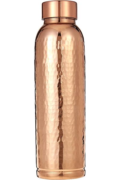 Kedge Dr Joint Hammered Pure Copper In & Out Bottle, 950 Ml Capacity, 4.5 Cm X 25 Cm Size