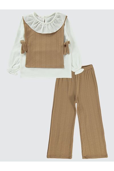 Civil Girls 6-9 Years Old Girl Beige Suit Set