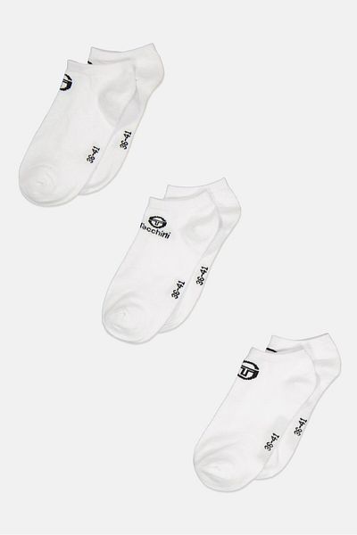 Sergio Tacchini Women 3 Pair Brand Logo Ankle Socks, White