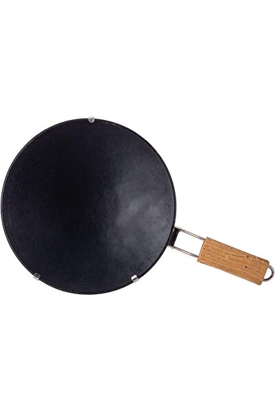 AKDC صينية دائرية 24 سم × 24 سم × 3 سم باللون الأسود والخشبي