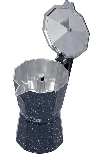 AKDC RoyalFord Espresso Coffee Maker, 450ml, Aluminium, Stay Cool Handle, Works on Gas & Electric Stoves