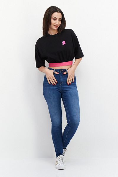 Esprit Women Round Neck Short Sleeve Graphic Printed T-shirt, Black