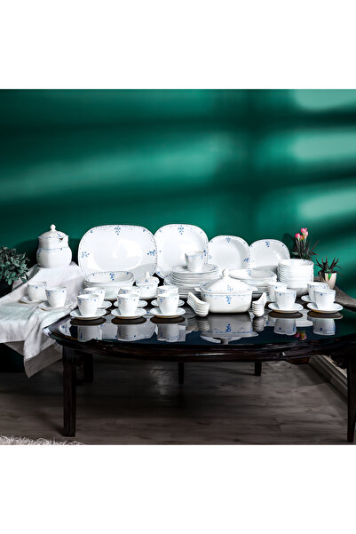 ROYALFORD RF9759 97Pcs Opal Ware Dinner Set Plates, Bowls, Spoons, Cup & Saucer Tea Pot
