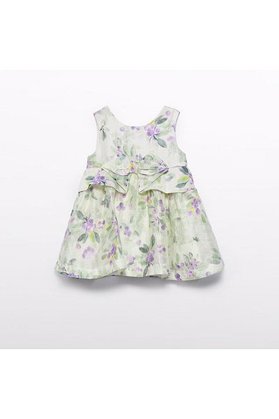 Abel & Lula Abel and Lula Baby Girl Linen Floral Lilac Dress Lilac L25Y5018