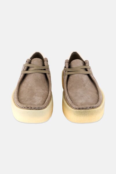 CLARKS Men Wallabee Cup Lace Up Casual Shoes, Grey Combo