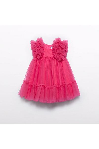 Abel & Lula Abel and Lula Baby Girl Tutu Sleeve Dress Fuchsia L25Y5029