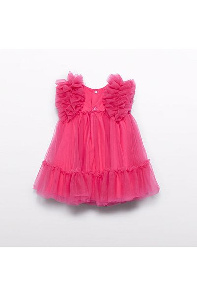 Abel & Lula Abel and Lula Baby Girl Tutu Sleeve Dress Fuchsia L25Y5029