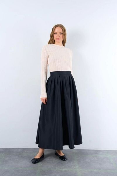 Qu Style Pulover tricotaj ajurat crem