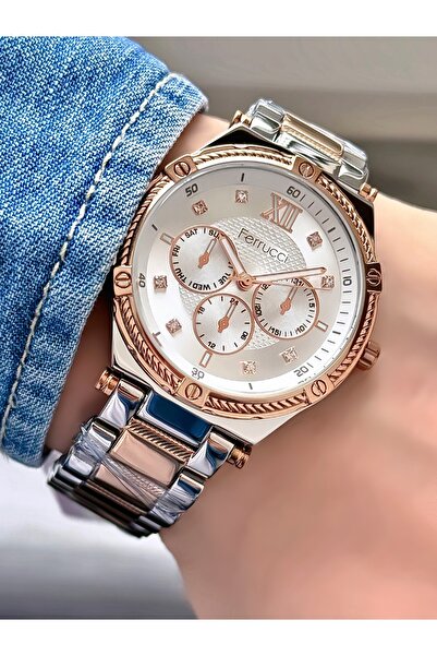 Ferrucci ساعة يد نسائية بسلك معدني