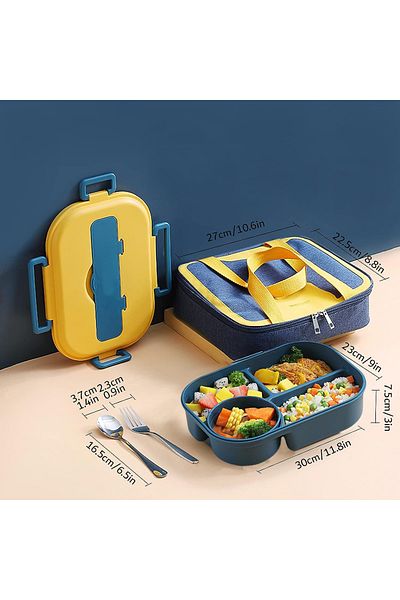 COOYA 4-Compartment Bento Boxs,Food Storage,Leakproof, with Spoon and Fork, with Lunch Bag,BPA Free