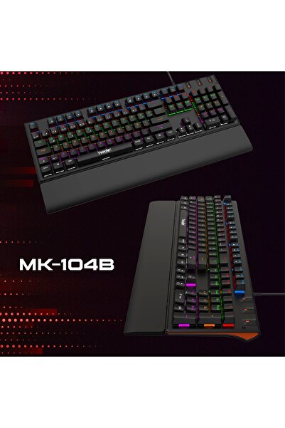 Node Game Nova ND-MK-104BB Rainbow Aydınlatmalı Oyuncu Gamer Gerçek Mekanik Işıklı Klavye Türkçe Q (