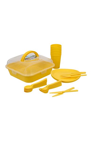 ROYALFORD 32-Piece Charizma Picnic Set| 27x27x 10cm| RF10797| Reusable Plate and Glass Set