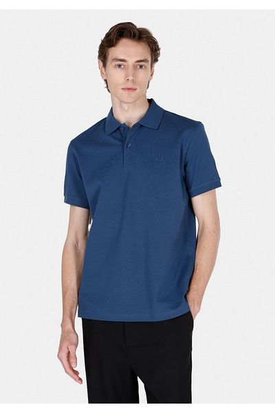 Colin's Tricou albastru cu mânecă scurtă pentru bărbați, cu gât polo, cu croială normală
