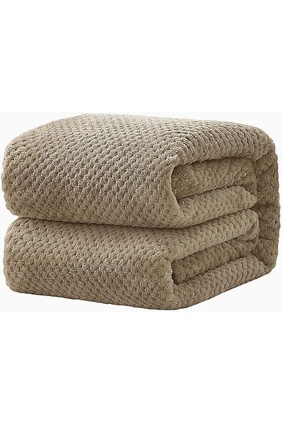 COOYA Blanket for Couch Sofa Bed, Super Soft and Cozy Blanket, Ideal for Bedroom Decor, Khaki, 200x230CM
