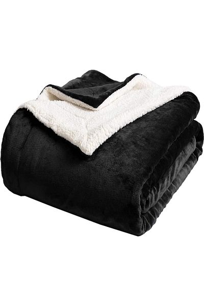 COOYA Sherpa Fleece Blanket, Super Soft King Size Fleece Throw Blankets for Couch (200x230cm, Black)