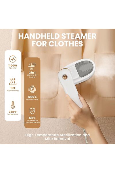 COOYA Steam Iron,1100W Foldable Handheld,Three-position temperature control,Auto Shutoff&15s Fast Heat Up