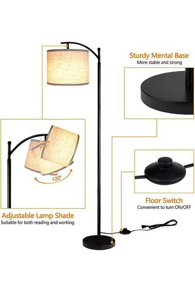 COOYA Floor Lamps for Living Room, with 3 Color Temperatures, for Living Room Bedroom Office (Beige)