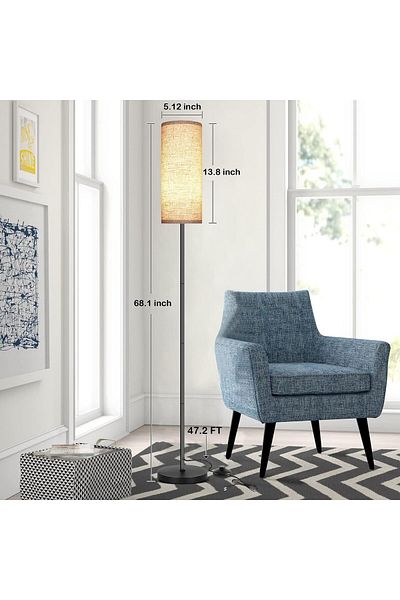 COOYA Floor Lamp, with 3 Color Temperatures, Standing lamp with Foot Switch, Gray Linen Lamp Shade