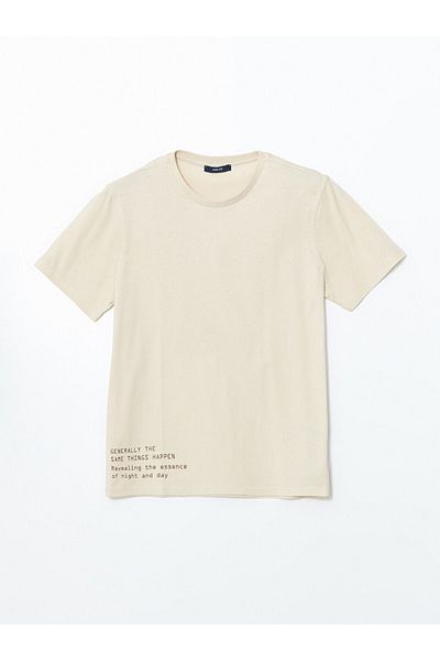 LC Waikiki New Season Crew Neck εμπριμέ χτενισμένο βαμβακερό ανδρικό Tisort - S5KK49Z8