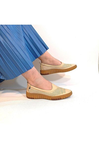 Pierre Cardin 54562 Beige Genuine Leather Non-Slip Comfortable Shoes