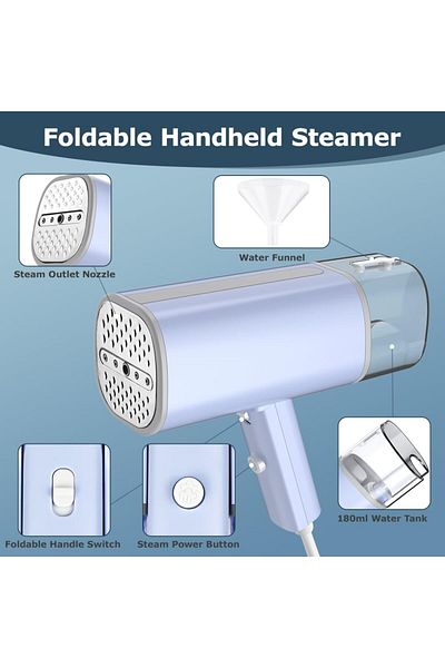 COOYA Purple Steame Iron, 145ml Water Tank, Foldable Handheld, 16s Fast Heat-up, for Home Office Travel