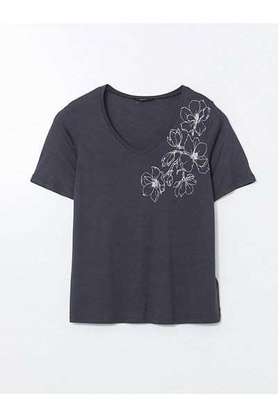 LC Waikiki New Season V-Neck Floral Women's T-Shirt - S5Kr14Z8