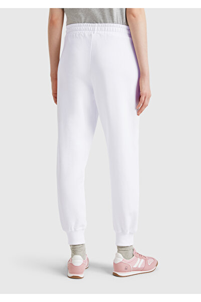 United Colors of Benetton Γυναικείο Φούτερ με κανονική εφαρμογή, λευκό 100% βαμβακερό με μανσέτες και ελαστική μέση