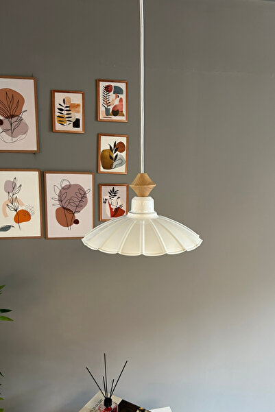 Bamyum Risso Beyaz Metal Avize Tekli Küçük Q Kafa Başlık Rustik Cafe Mutfak Modern Sarkıt Aydınlatma