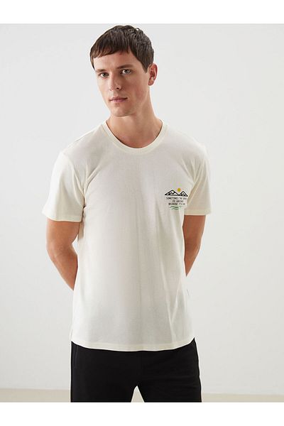 LC Waikiki Ανδρικό μπλουζάκι LCW Crew Neck με εμπριμέ χτενισμένο βαμβάκι
