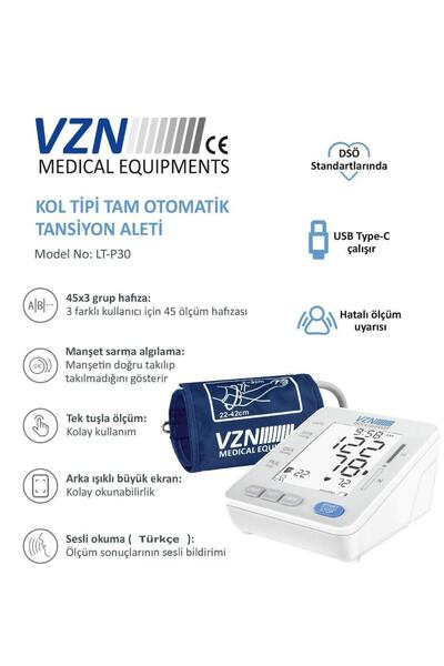VZN Kol Tipi T Konuşan Dijital Tansiyon Aleti Lt-p30, Geniş Manşon, Işıklı Lc...