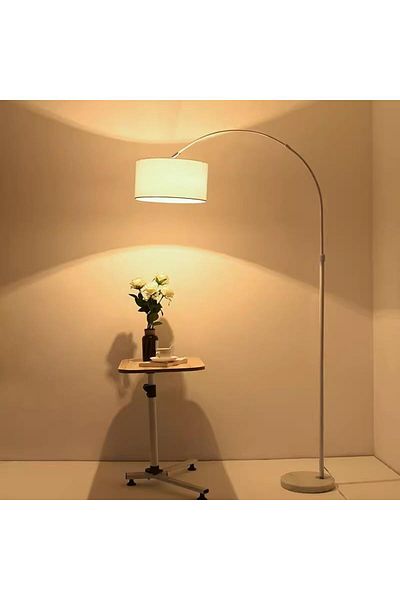 COOYA White Arc Floor Lamp, with Adjustable Lamp Head and On/Off Switch, for Bedroom, Office, Study Room