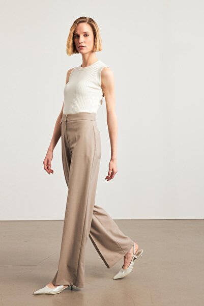 Setre Mink Waist Detailed Comfortable Cut Wide Fit Trousers