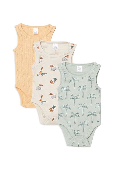 LC Waikiki New Season Printed Baby Boy Citcit Bodysuit 3-Piece - S5Dm12Z1
