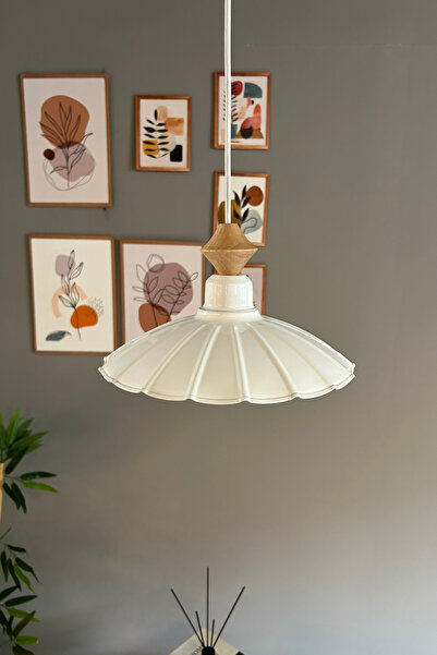 Bamyum Risso Beyaz Metal Avize Tekli Küçük Q Kafa Başlık Rustik Cafe Mutfak Modern Sarkıt Aydınlatma