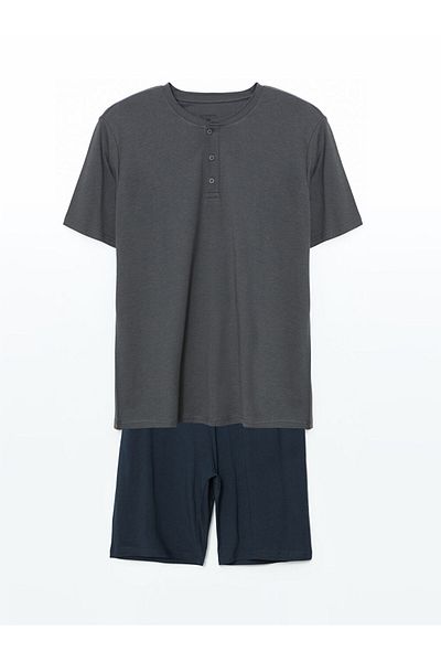 LC Waikiki Gray Standard Fit Men's Shorts Pajama Set