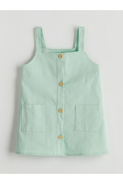 LC Waikiki New Season Square Collar Gabardine Girl's Dress - S5Lg82Z1