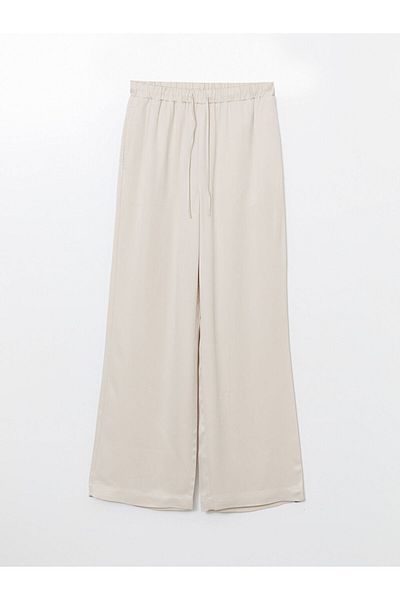 LC Waikiki Xside Beige Elastic Waist Wide Leg Women's Trousers