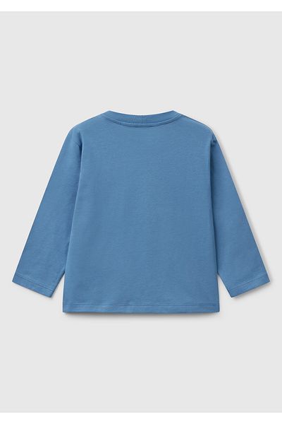 United Colors of Benetton Tricou cu mânecă lungă pentru băiat Airman Blue cu imprimeu în față
