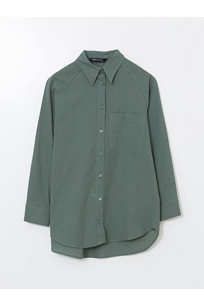 LC Waikiki Lcw Modest Green Oversize Voile Women's Shirt Tunic