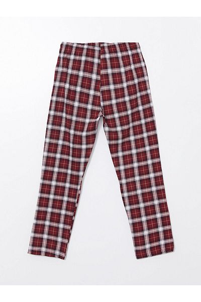 LC Waikiki Burgundy Standard Fit Plaid Men's Pajama Bottom