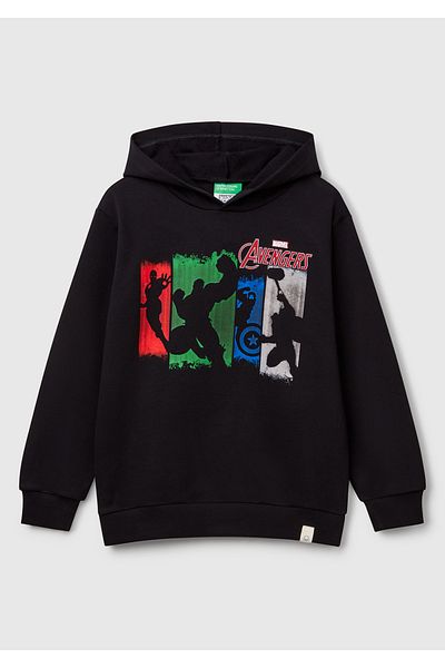 United Colors of Benetton Момчешки суитшърт с качулка и лого на Marvel Hero