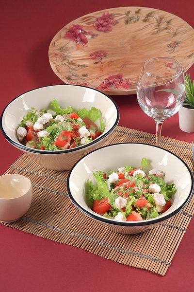 HızlıTrend 2 Size Conical Salad Bowl with Black Rim