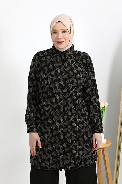 VELLICHOR Plus Size Buttoned Viscose Fabric Relax Cut Tunic