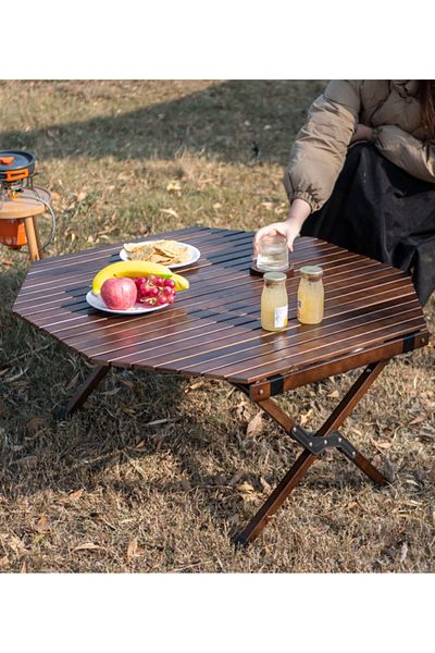 ETG Outdoor Camping Octagonal Egg Roll Folding Table, Suitable for Camping 90*90*45CM