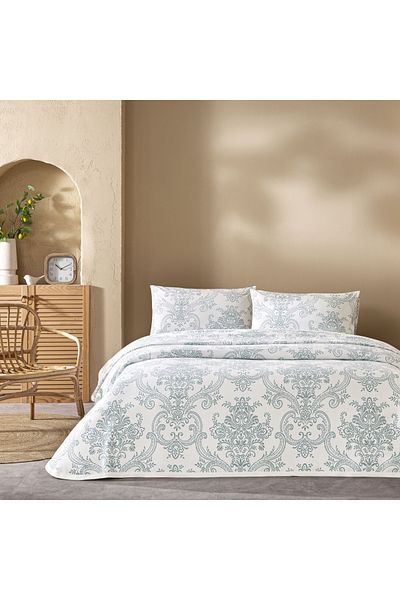 Taç Blue Crown Printed Bovary Double Pique Set
